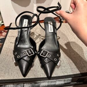 Steve Madden Black Pointed Toe Heels with Buckle Detail